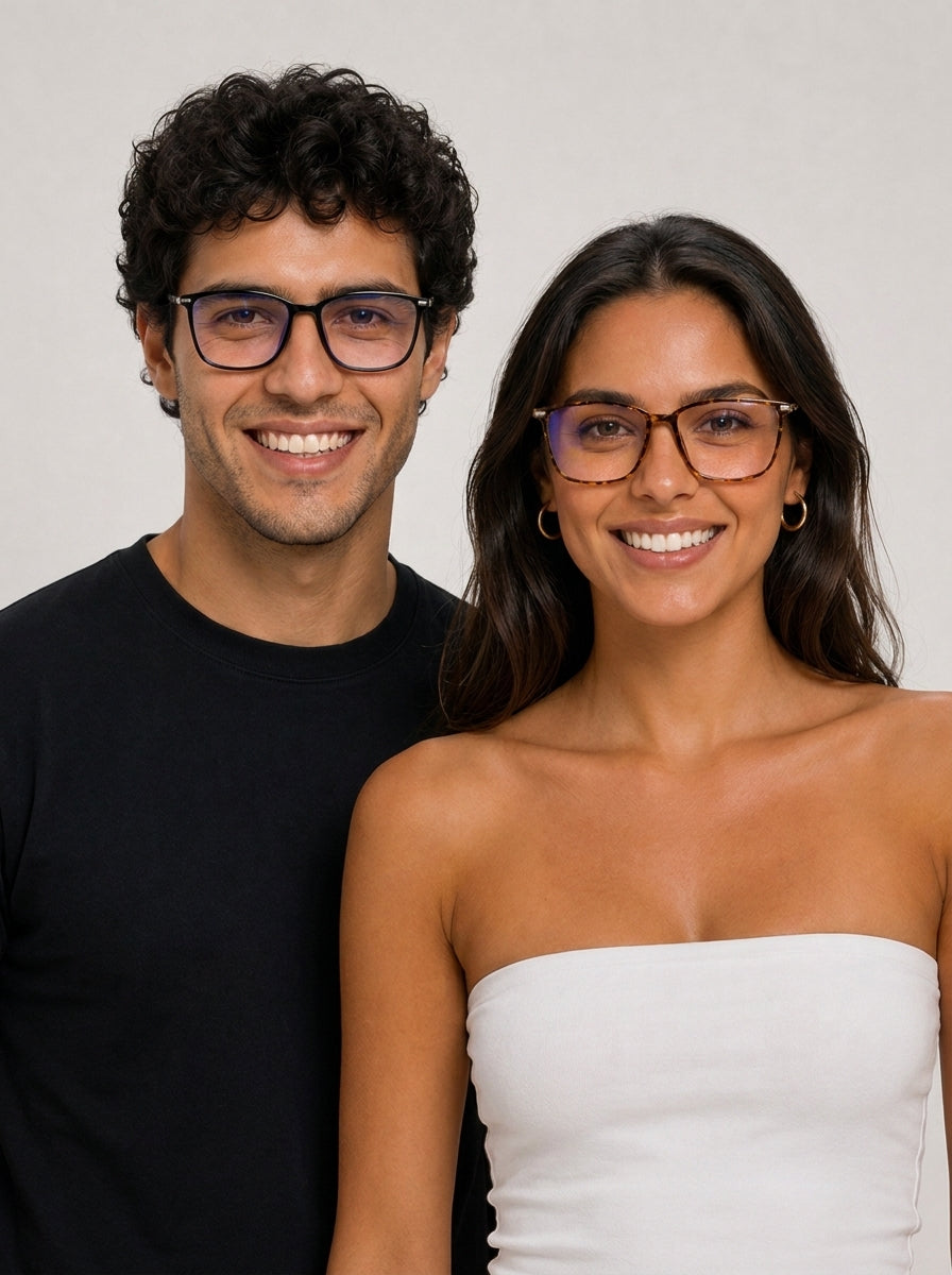 Zapallar - pareja de modelos con lentes para luz azul