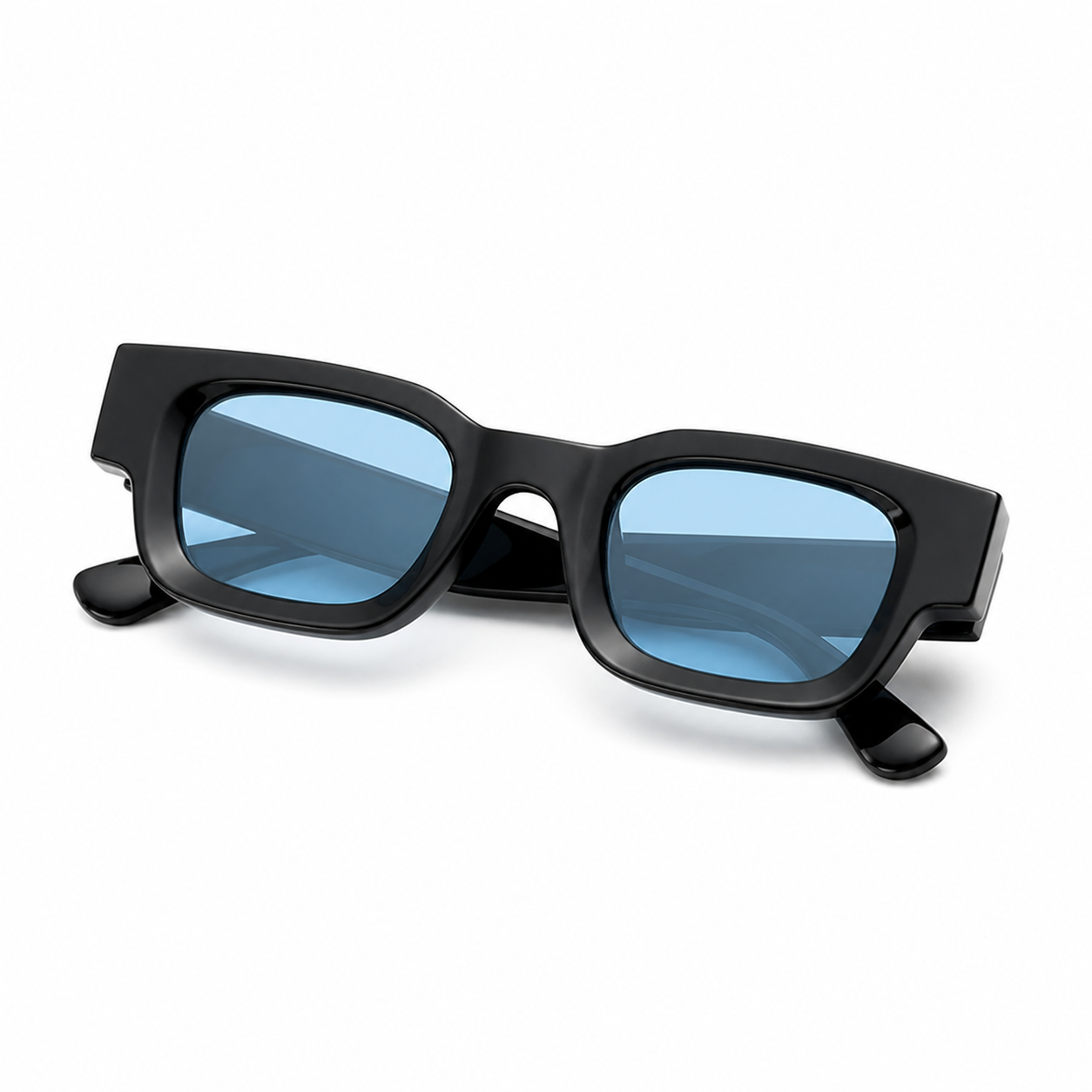 Paris Negro con lentes azules - lente doblado en angulo