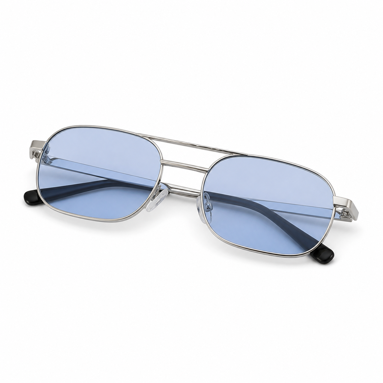 Sancho Plateado Azul - lente doblado en angulo